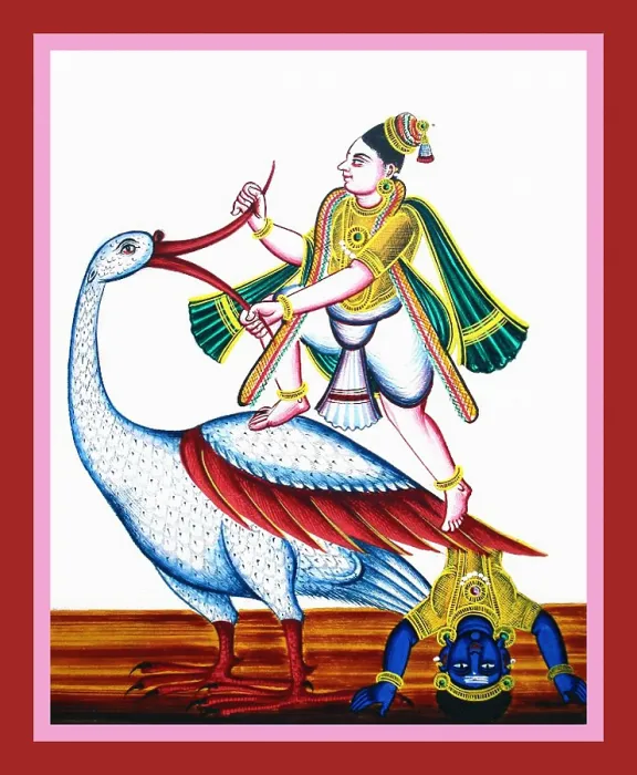 Framed Print : Krishna, standing on the back of the asura Baka Framed Print : Krishna, standing on the back of the asura Baka