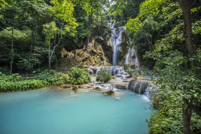 Framed Print : Kuang Si waterfall near Luang Prabang