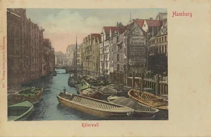 Framed Print : The Kueterwall, Hamburg, Germany, postcard with text, view around ca 1910, historical, digital reproduction of a historical postcard, public domain, from that time, exact date unknown Framed Print : The Kueterwall, Hamburg, Germany, postcard with text, view around ca 1910, historical, digital reproduction of a historical postcard, public domain, from that time, exact date unknown