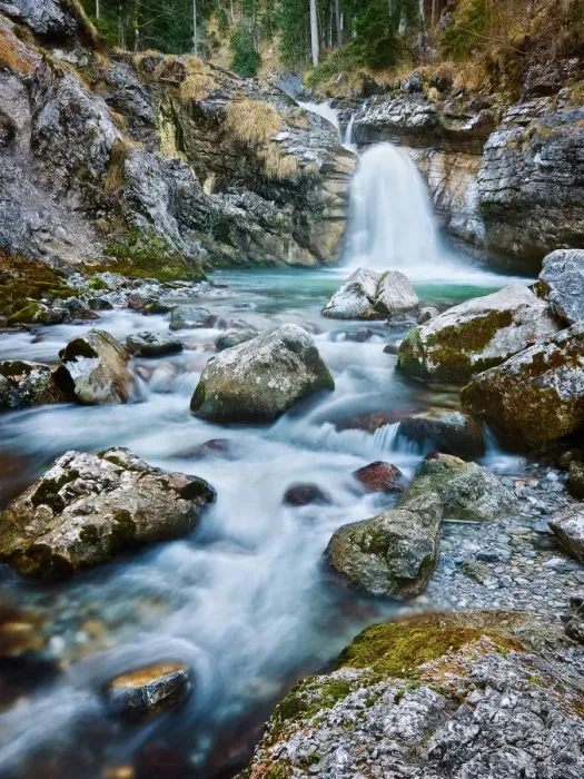 Framed Print : Kuhflucht. View of beautiful waterfall Kuhflucht cascade in germany