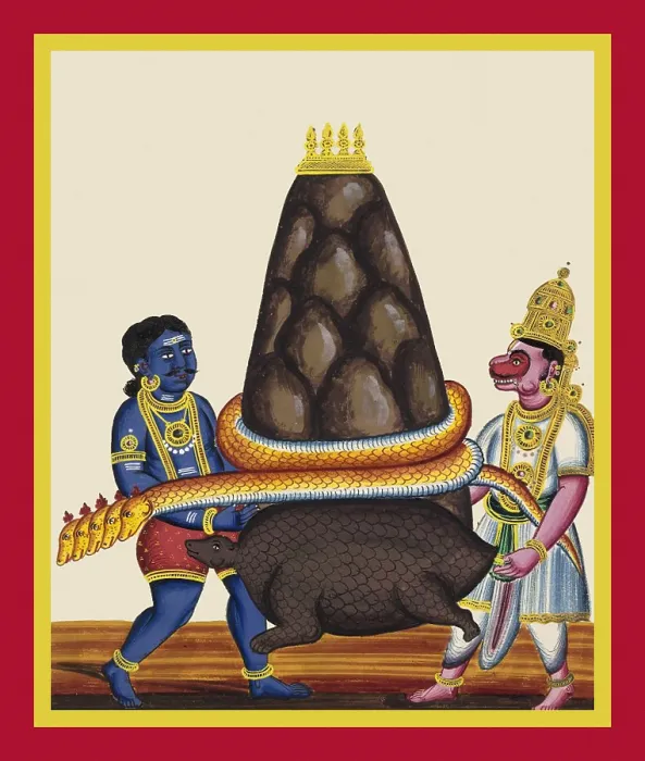 Framed Print : Kurma supports Mount Mandara on his shell Framed Print : Kurma supports Mount Mandara on his shell