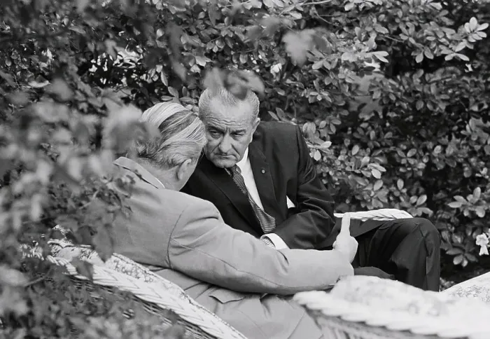 Framed Print : Kurt George Kiesinger and Lyndon Johnson in Intimate Conversation Framed Print : Kurt George Kiesinger and Lyndon Johnson in Intimate Conversation