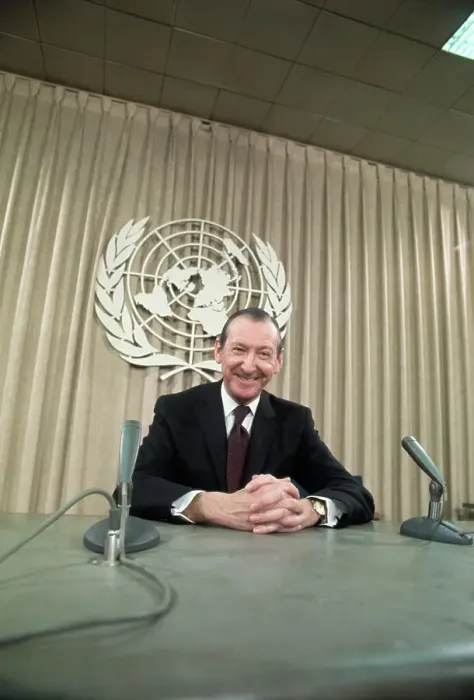 Framed Print : Kurt Waldheim at News Conference Framed Print : Kurt Waldheim at News Conference