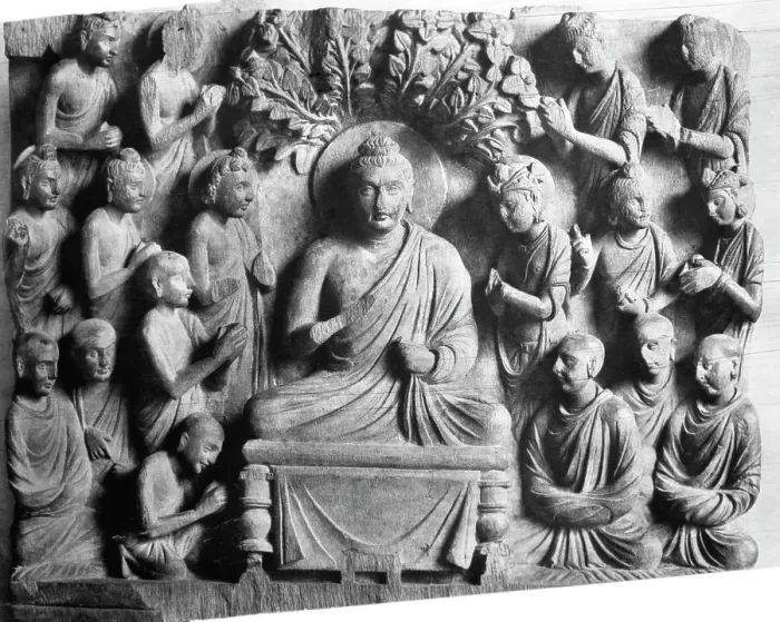 Framed Print : Kushan Sculpture of Buddha and His Disciples Framed Print : Kushan Sculpture of Buddha and His Disciples