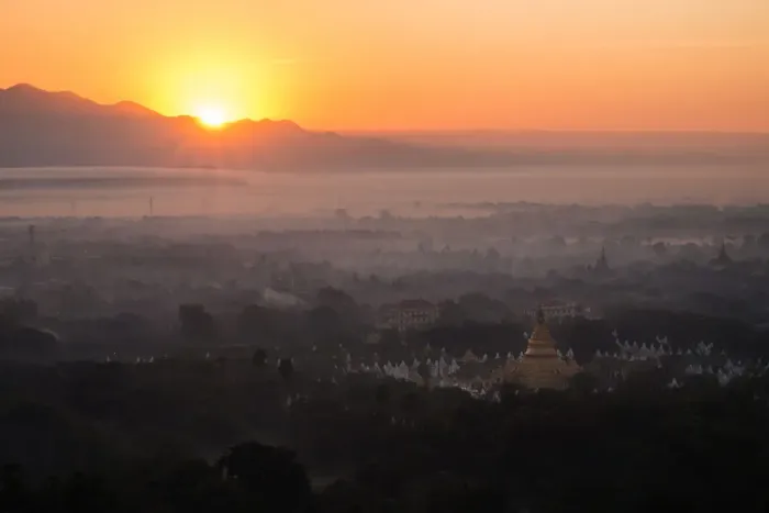 Framed Print : Kuthodaw Pagoda with sunrise Mandalay, Myanmar Framed Print : Kuthodaw Pagoda with sunrise Mandalay, Myanmar