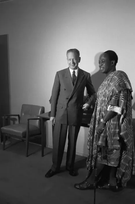 Framed Print : Kwame Nkrumah in native garb and Dag Hammarskjold Framed Print : Kwame Nkrumah in native garb and Dag Hammarskjold