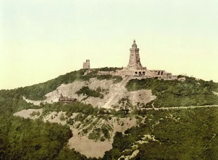 Framed Print : The Kyffhaeuser Monument in Thuringia, Germany, Historic, digitally restored reproduction of a photochromic print from the 1890s Framed Print : The Kyffhaeuser Monument in Thuringia, Germany, Historic, digitally restored reproduction of a photochromic print from the 1890s