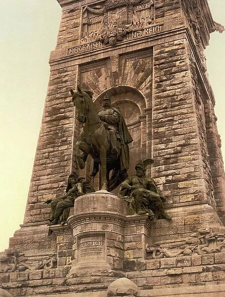 The Kyffhaeuser Monument in Thuringia, Germany, Historic, digitally restored reproduction of a photochromic print from the 1890s