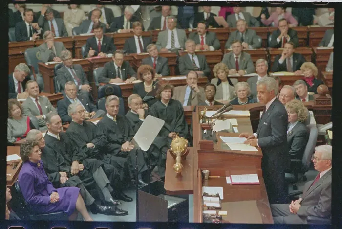 Framed Print : L. Douglas Wilder Delivering Address Framed Print : L. Douglas Wilder Delivering Address