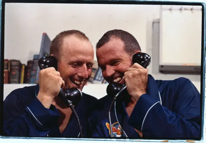 Framed Print : L Gordon Cooper and Charles Conrad Jr on Telephone Framed Print : L Gordon Cooper and Charles Conrad Jr on Telephone