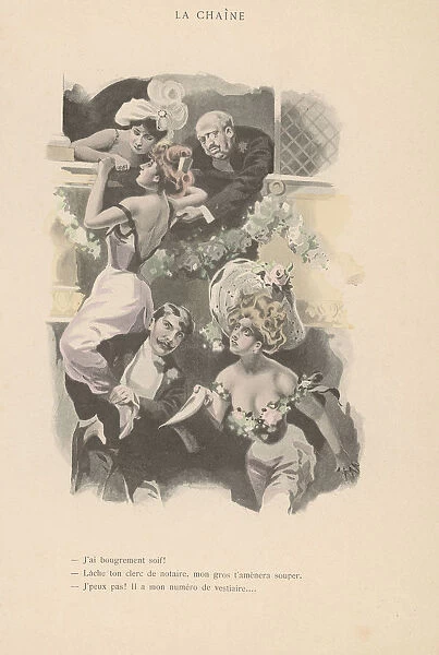 La Chaine. An illustration from a saucy publication depicts two well-dressed