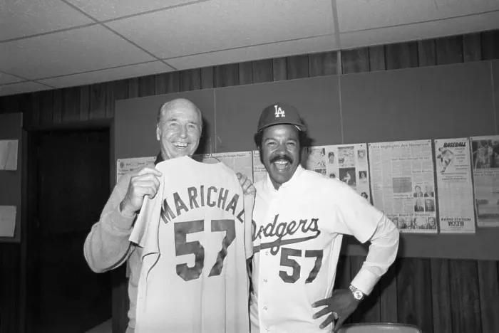 Framed Print : LA Dodger Juan Marichal with Manager Alston Framed Print : LA Dodger Juan Marichal with Manager Alston