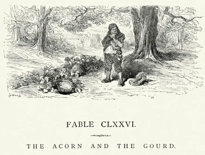 Framed Print : La Fontaines Fables - Acorn and the Gourd Framed Print : La Fontaines Fables - Acorn and the Gourd