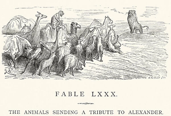 La Fontaines Fables - Animals sending a tribute to Alexander