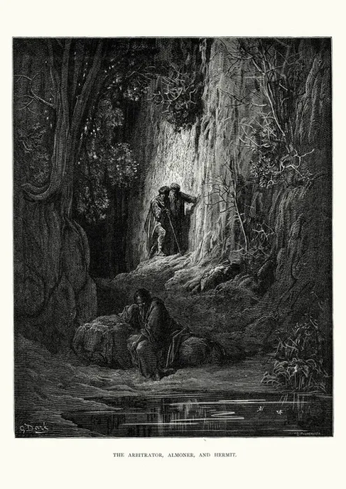 Framed Print : La Fontaines Fables - Arbitrator Almoner and Hermit Framed Print : La Fontaines Fables - Arbitrator Almoner and Hermit