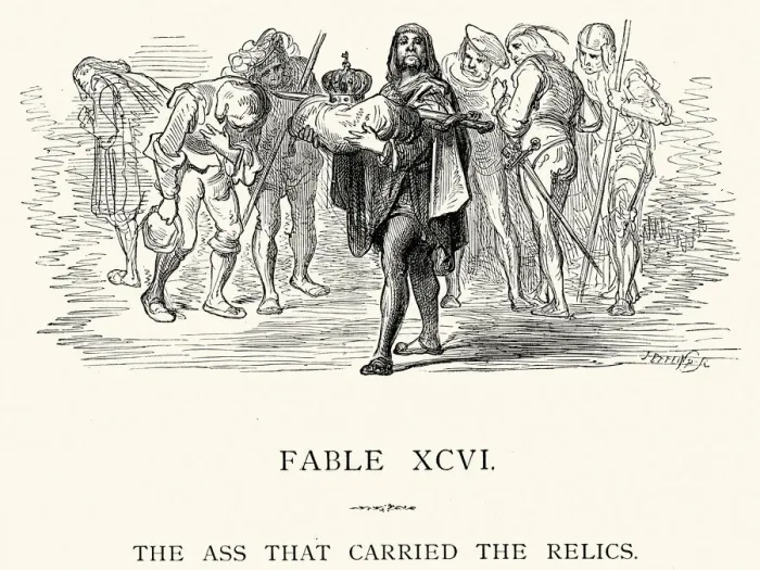 Framed Print : La Fontaines Fables - Ass that carried the Relics Framed Print : La Fontaines Fables - Ass that carried the Relics