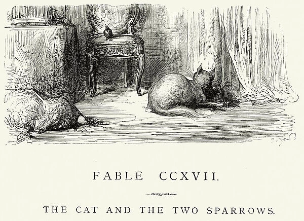 La Fontaines Fables - Cat and the Two Sparrows