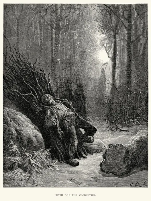 Gustave Dore's Death and the Woodcutter Print. Art Prints, Posters