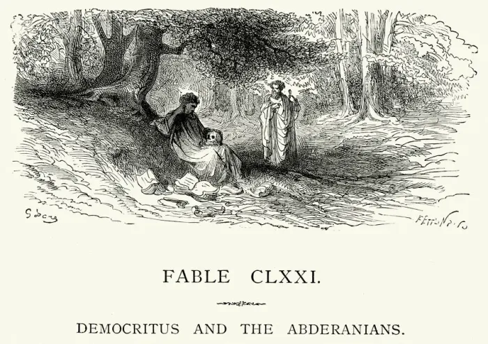 Framed Print : La Fontaines Fables - Democritus and the Abderanians Framed Print : La Fontaines Fables - Democritus and the Abderanians