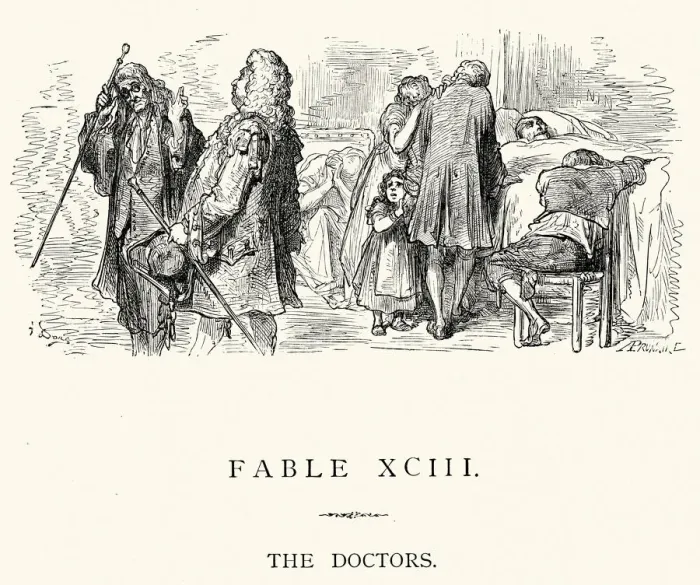 Framed Print : La Fontaines Fables - The Doctors Framed Print : La Fontaines Fables - The Doctors