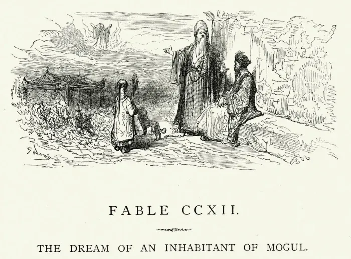 Framed Print : La Fontaines Fables - Dream of an Inhabitant of Mogul