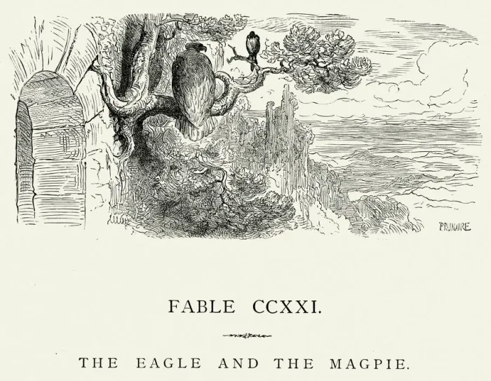 Framed Print : La Fontaines Fables - Eagle and the Magpie Framed Print : La Fontaines Fables - Eagle and the Magpie
