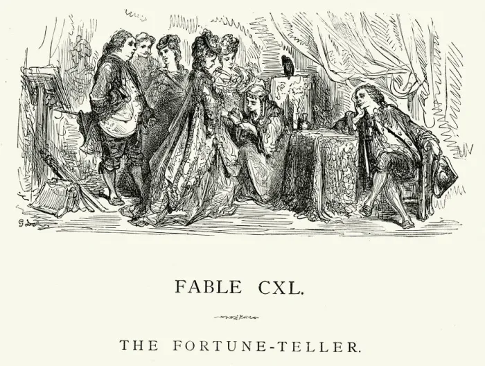 Framed Print : La Fontaines Fables - The Fortune Teller Framed Print : La Fontaines Fables - The Fortune Teller
