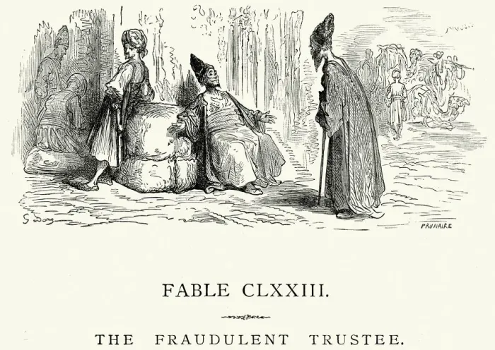 Framed Print : La Fontaines Fables - The Fraudulent Trustee