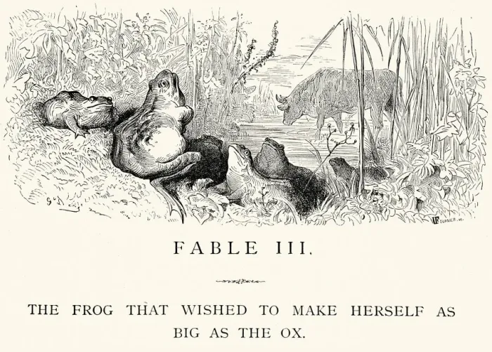 Framed Print : La Fontaines Fables - The Frog and Ox Framed Print : La Fontaines Fables - The Frog and Ox