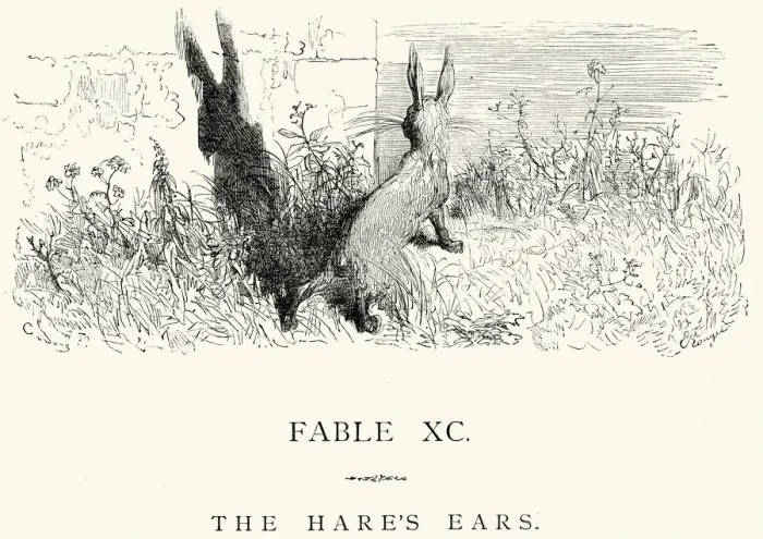 Framed Print : La Fontaines Fables - The Hares Ears Framed Print : La Fontaines Fables - The Hares Ears