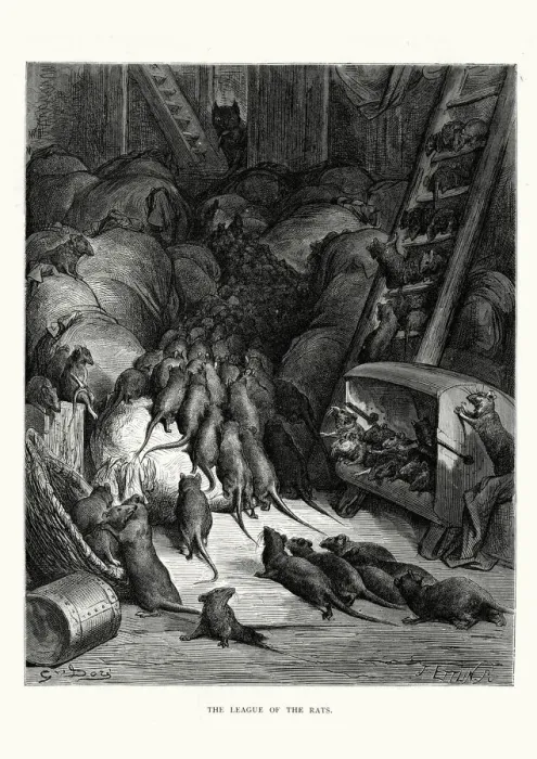 Framed Print : La Fontaines Fables - The League of Rats Framed Print : La Fontaines Fables - The League of Rats