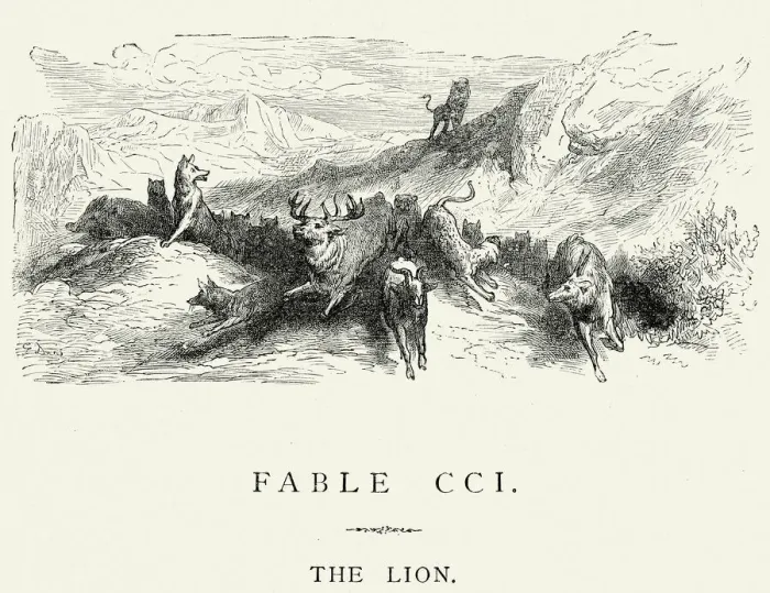 Framed Print : La Fontaines Fables - The Lion