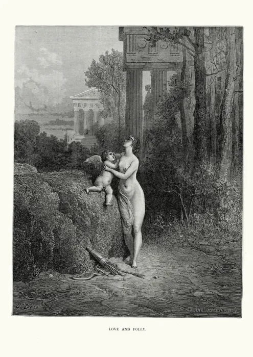 Framed Print : La Fontaines Fables - Love and Folly Framed Print : La Fontaines Fables - Love and Folly