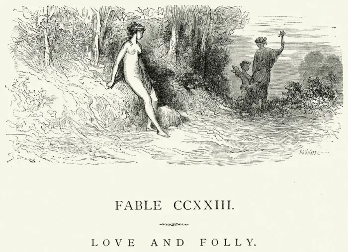 Framed Print : La Fontaines Fables - Love and Folly Framed Print : La Fontaines Fables - Love and Folly