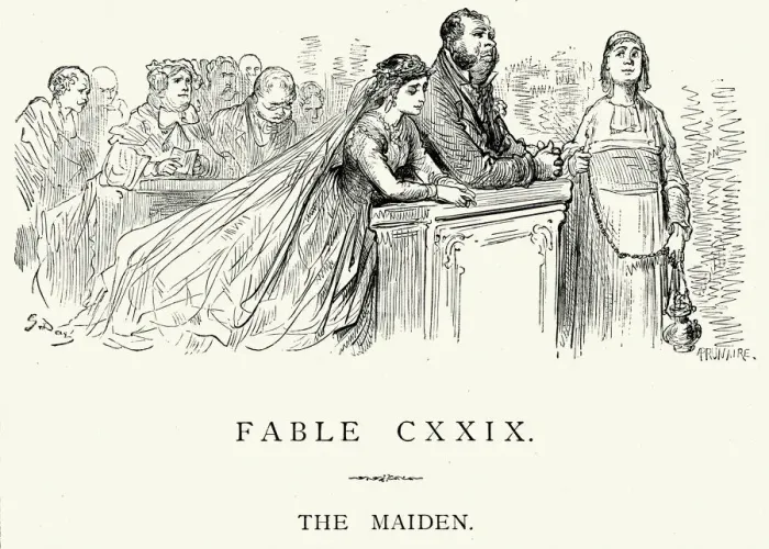 Framed Print : La Fontaines Fables - The Maiden Framed Print : La Fontaines Fables - The Maiden