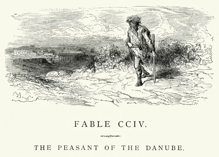 Framed Print : La Fontaines Fables - Peasant of the Danube