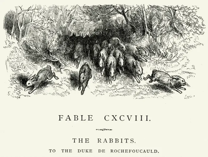 Framed Print : La Fontaines Fables - The Rabbits Framed Print : La Fontaines Fables - The Rabbits
