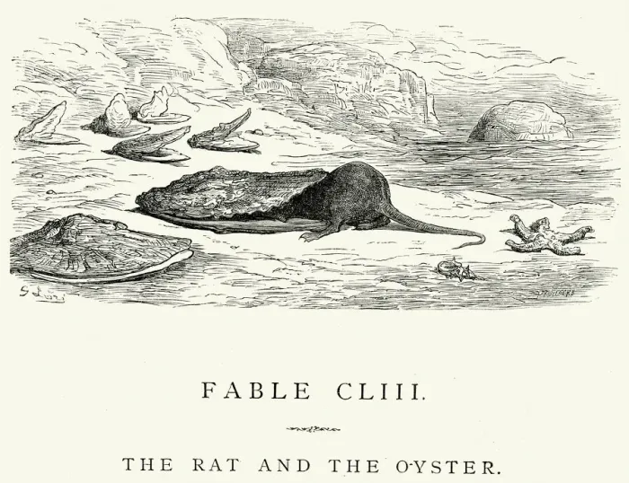 Framed Print : La Fontaines Fables - Rat and the Oyster Framed Print : La Fontaines Fables - Rat and the Oyster