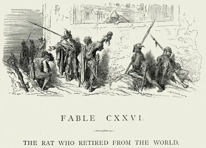 Framed Print : La Fontaines Fables - Rat who retired from the world