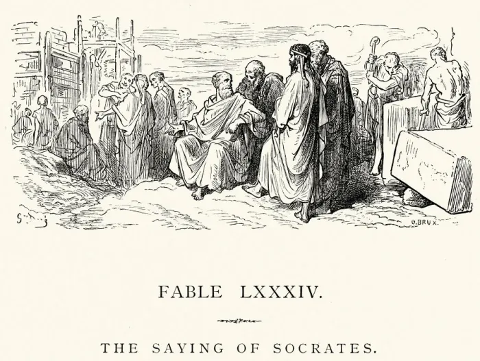 Framed Print : La Fontaines Fables - The Saying of Socrates Framed Print : La Fontaines Fables - The Saying of Socrates