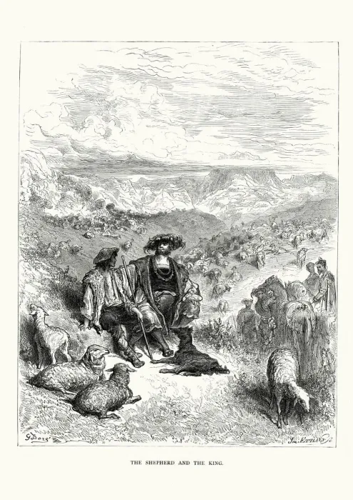 Framed Print : La Fontaines Fables - Shepherd and the King Framed Print : La Fontaines Fables - Shepherd and the King