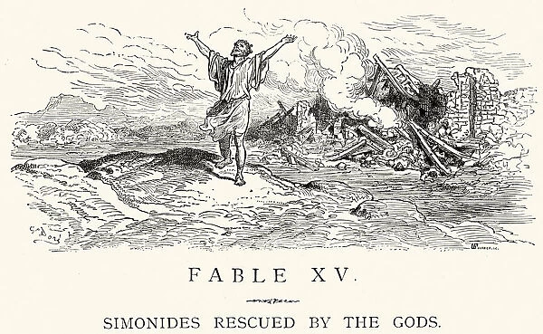 La Fontaines Fables - Simonides rescued by the Gods