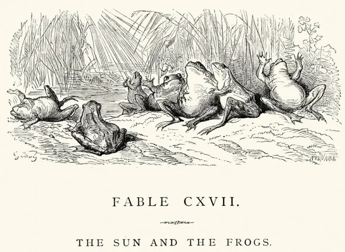 Framed Print : La Fontaines Fables - Sun and the Frogs Framed Print : La Fontaines Fables - Sun and the Frogs