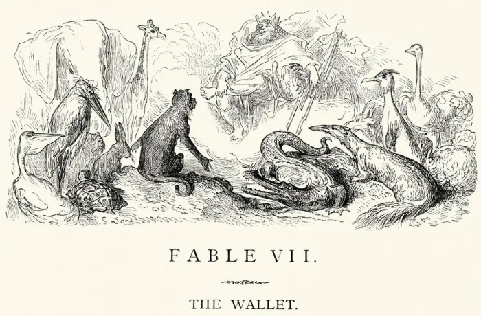 Framed Print : La Fontaines Fables - The Wallet Framed Print : La Fontaines Fables - The Wallet