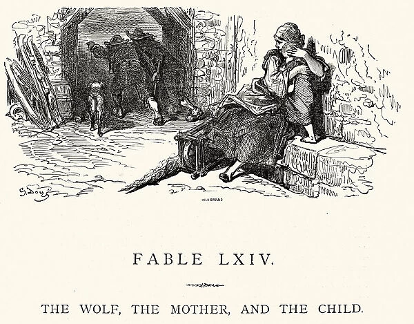 La Fontaines Fables - Wolf Mother and Child