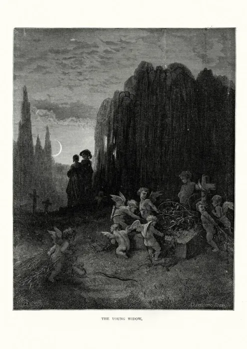Framed Print : La Fontaines Fables - The Young Widow Framed Print : La Fontaines Fables - The Young Widow