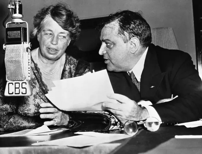 Framed Print : La Guardia and Eleanor Roosevelt on Radio Framed Print : La Guardia and Eleanor Roosevelt on Radio