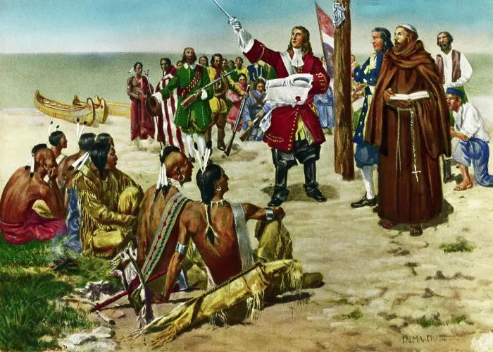Framed Print : La Salle Taking Possession of Louisiana Framed Print : La Salle Taking Possession of Louisiana
