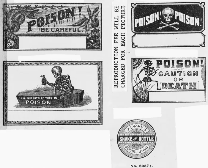 Framed Print : Five Labels for Poison Framed Print : Five Labels for Poison
