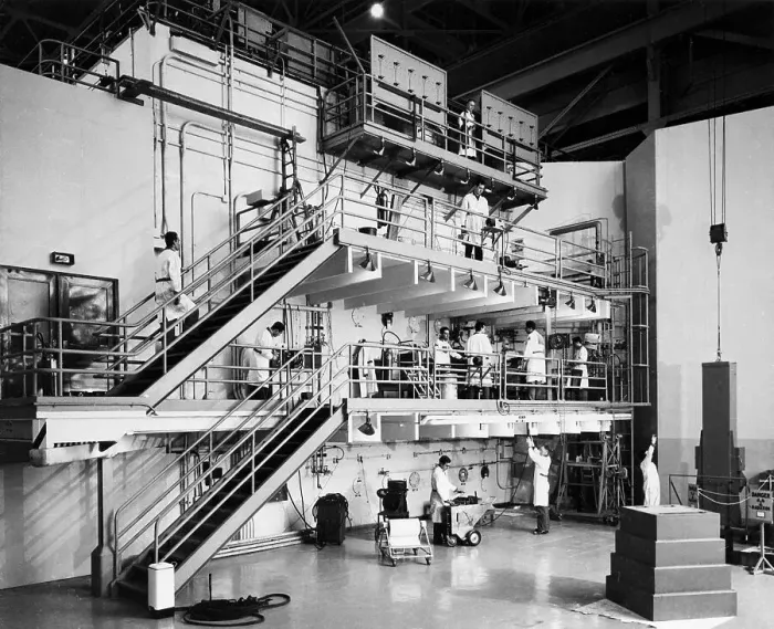 Framed Print : Laboratory Technicians on Reactor Catwalk Framed Print : Laboratory Technicians on Reactor Catwalk